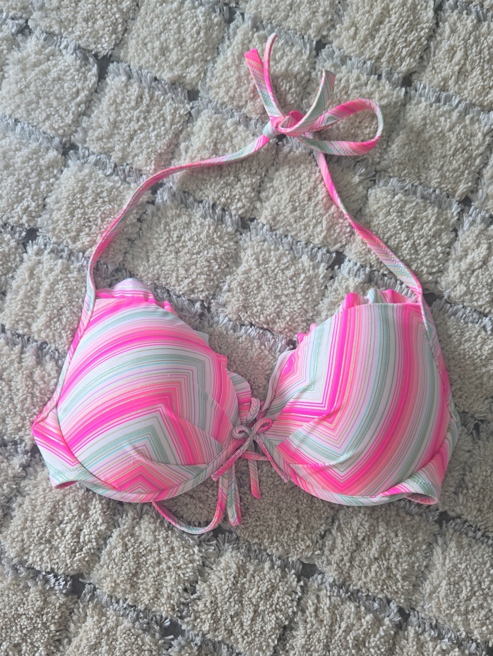 Victoria's Secret Pink Multi-Stripe Push-Up Bikini Top